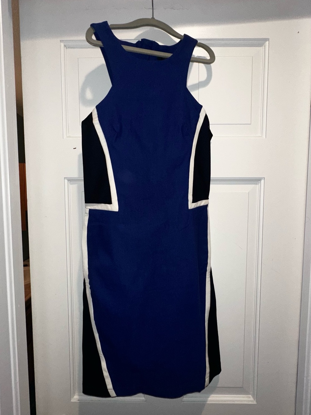 Jealous Tomato Colorblock Bodycon Sheath Dress Blue Black White Small